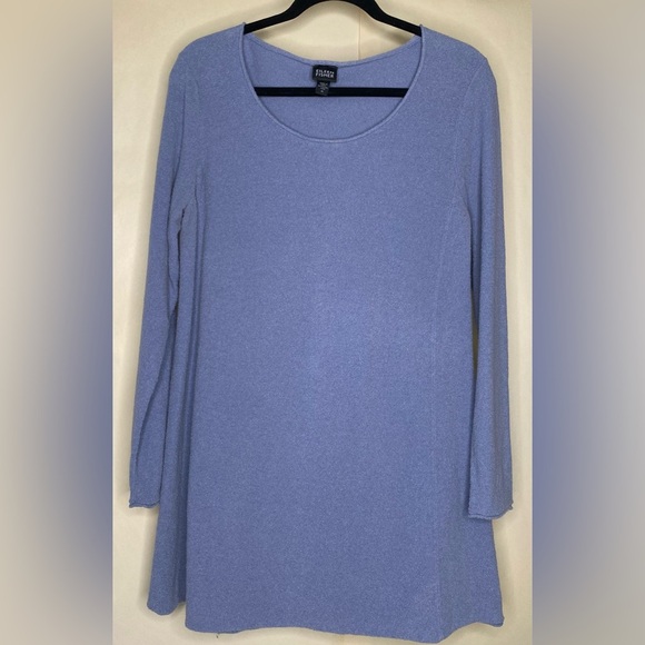 Eileen Fisher Italian Yarn Textured Long Sleeve Scoop Neck Tunic Sz Med - Picture 1 of 8